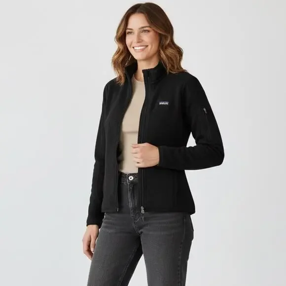 Patagonia Better Sweater Jacket Womens Sz S Black Full Zip Fleece Lined Travel - Picture 1 of 8